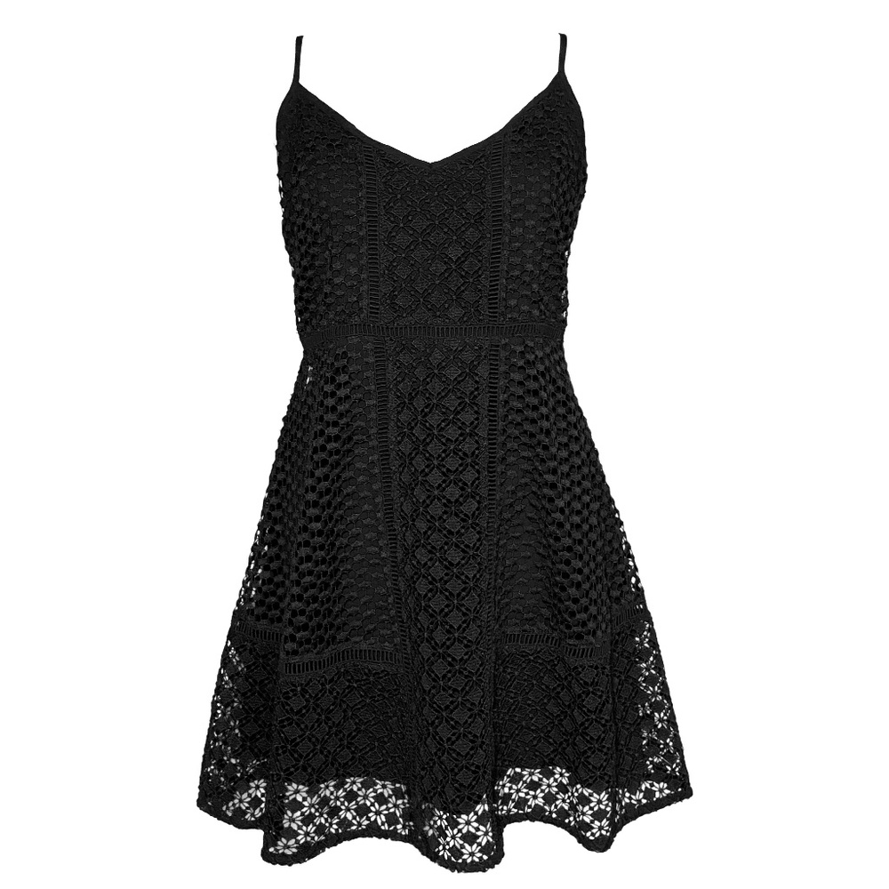 A&F Black A-line with Mesh Overlay Cocktail Dress - Size S